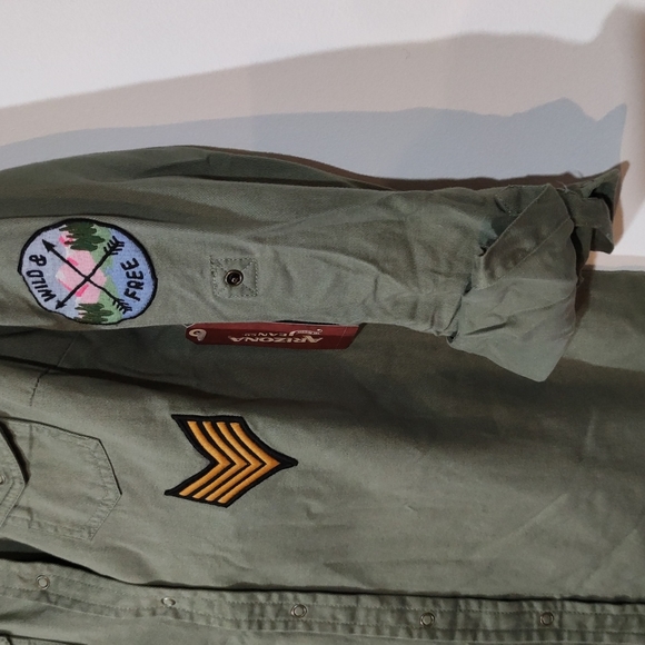 Utility cotton button down shirt Jacket Arizona patchwork forest ranger outdoor - Picture 2 of 9